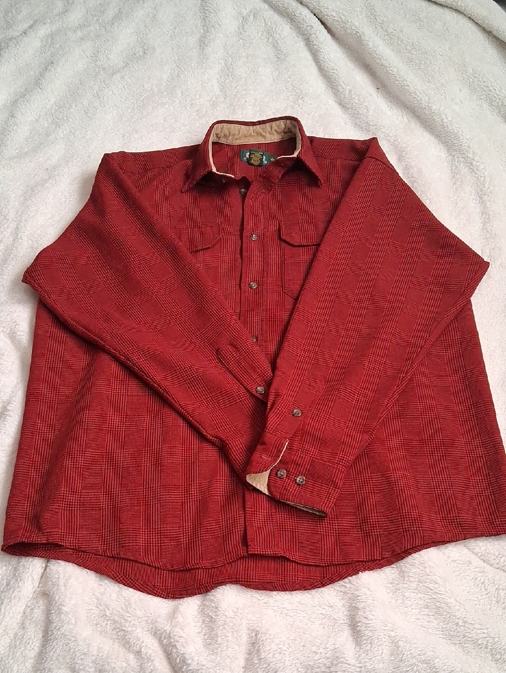 Cabela's Red Plaid Outdoor Shirt with Green Label